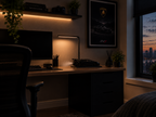 Aromotors supercar diffuser on a desk in a warmly lit room